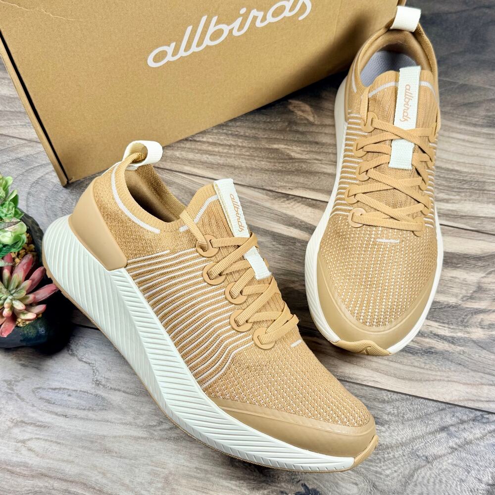 Allbirds 10 Women's Tree Glider Tan & White Athletic Sneakers